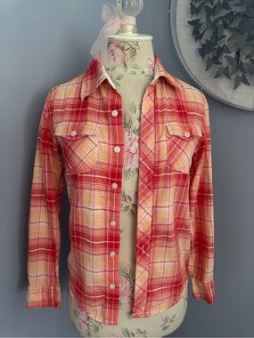 Epic Threads Coral & Pink Plaid Button-Up Shirt